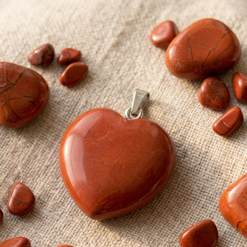 Pendentif cœur jaspe rouge